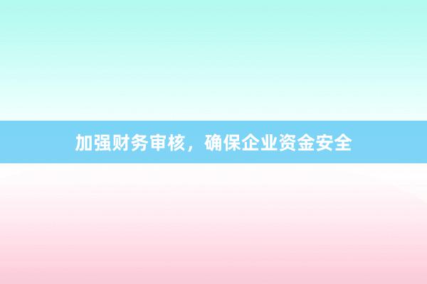 加强财务审核，确保企业资金安全