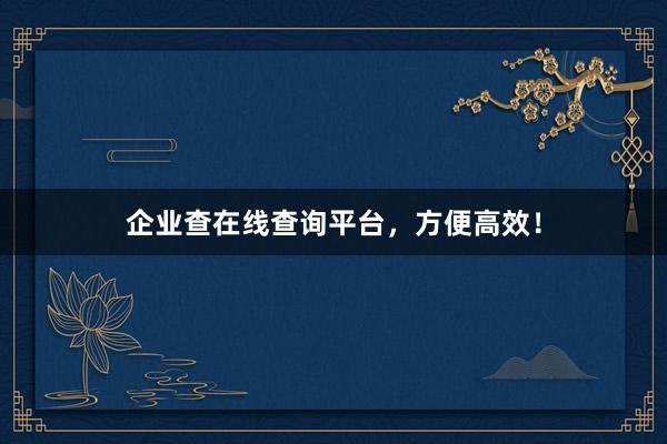 企业查在线查询平台，方便高效！